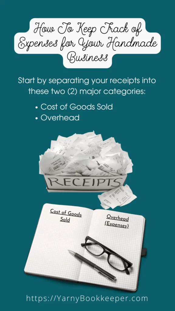 How to track expenses for your handmade business.  From a shoebox full of receipts to an organized list of expenses