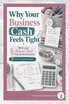 Pinterest graphic for handmade business owners about why business cash feels tight and what the balance sheet can reveal.