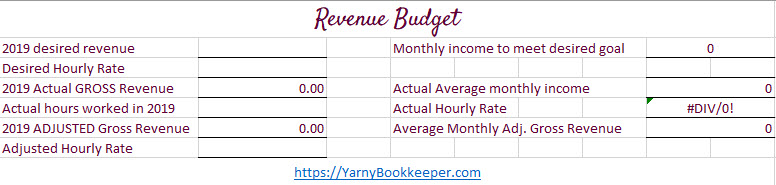 The header for your Revenue budget