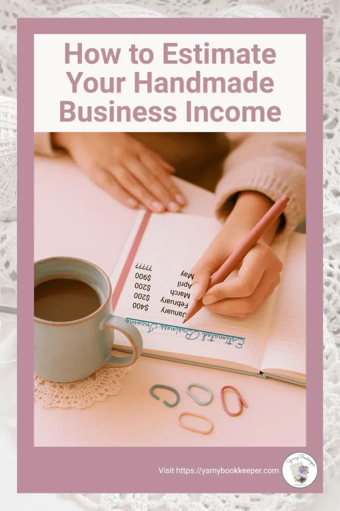 Handmade business owner reviewing uneven monthly income with yarn and calculator, planning income more clearly.