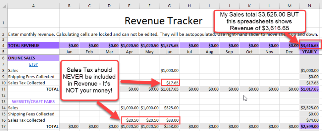 Revenue Tracking spreadsheet