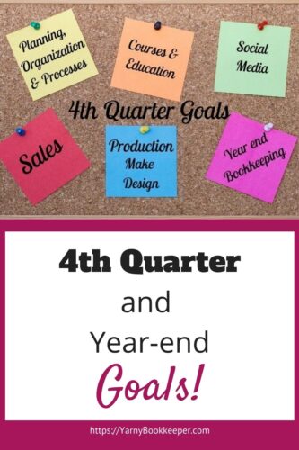 Bulleting board with Post-It Notes showing goals for the 4th quarter and Year-end.