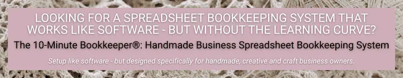 an ad for the 10-Minute Bookkeeper - a spreadsheet bookkeeping system that works like software