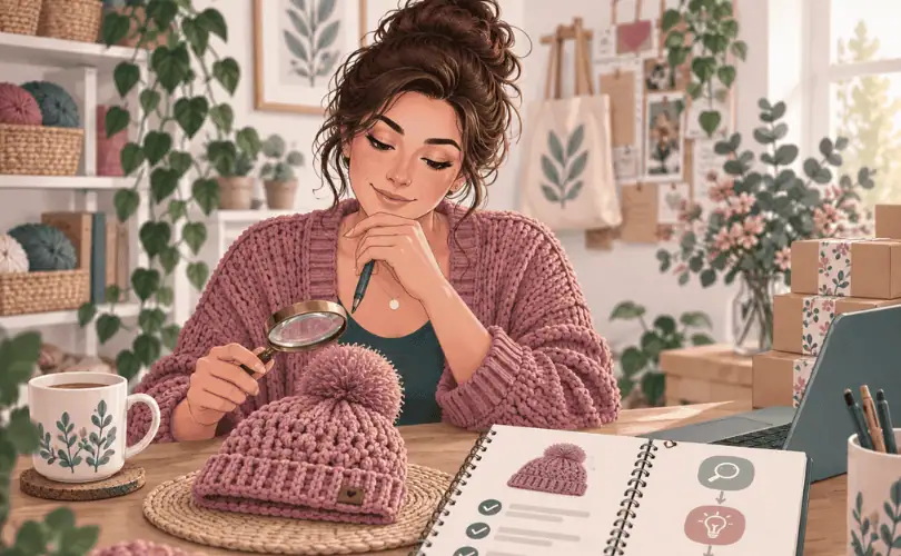 Handmade business owner reviewing one product with the Profit Leak Audit